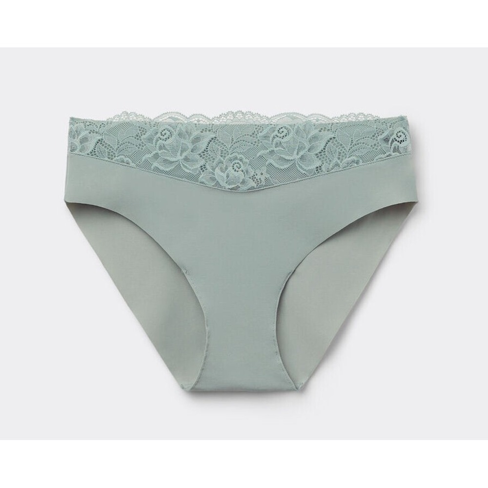 Tezenis Laser-cut Microfiber Lace Panties - Green Verde Argilla - Size Large‎